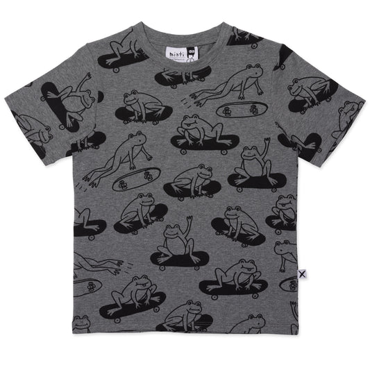 Minti Skate Frogs Tee Charcoal Marle