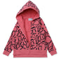 Minti Flower Outline Furry Zip Up Rose