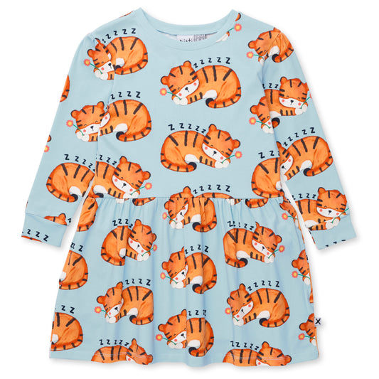 Minti Sleepy Tigers Dress Aqua