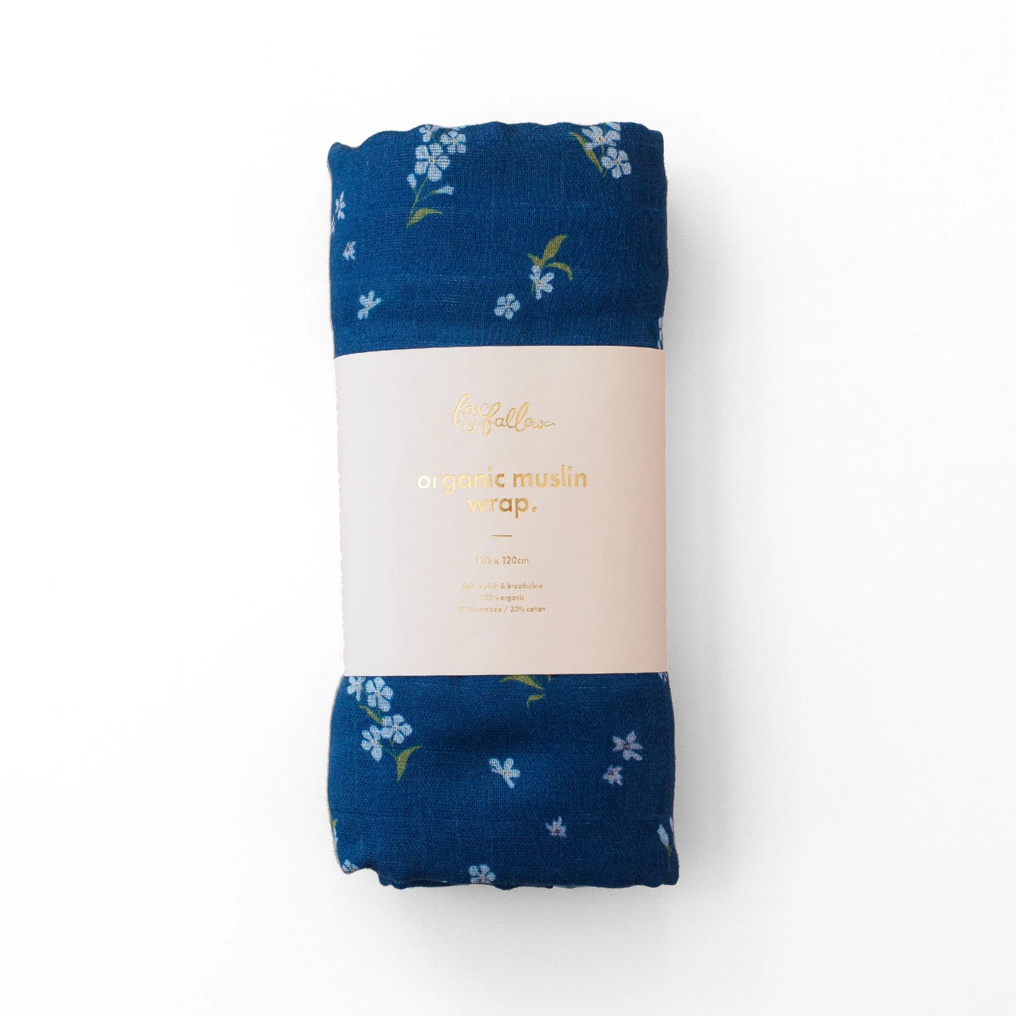 Fox & Fallow Forget-Me-Not Navy Organic Muslin Wrap
