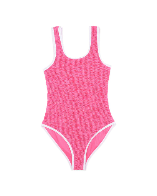 Minihaha Bubblegum/White Crinkle Swimsuit