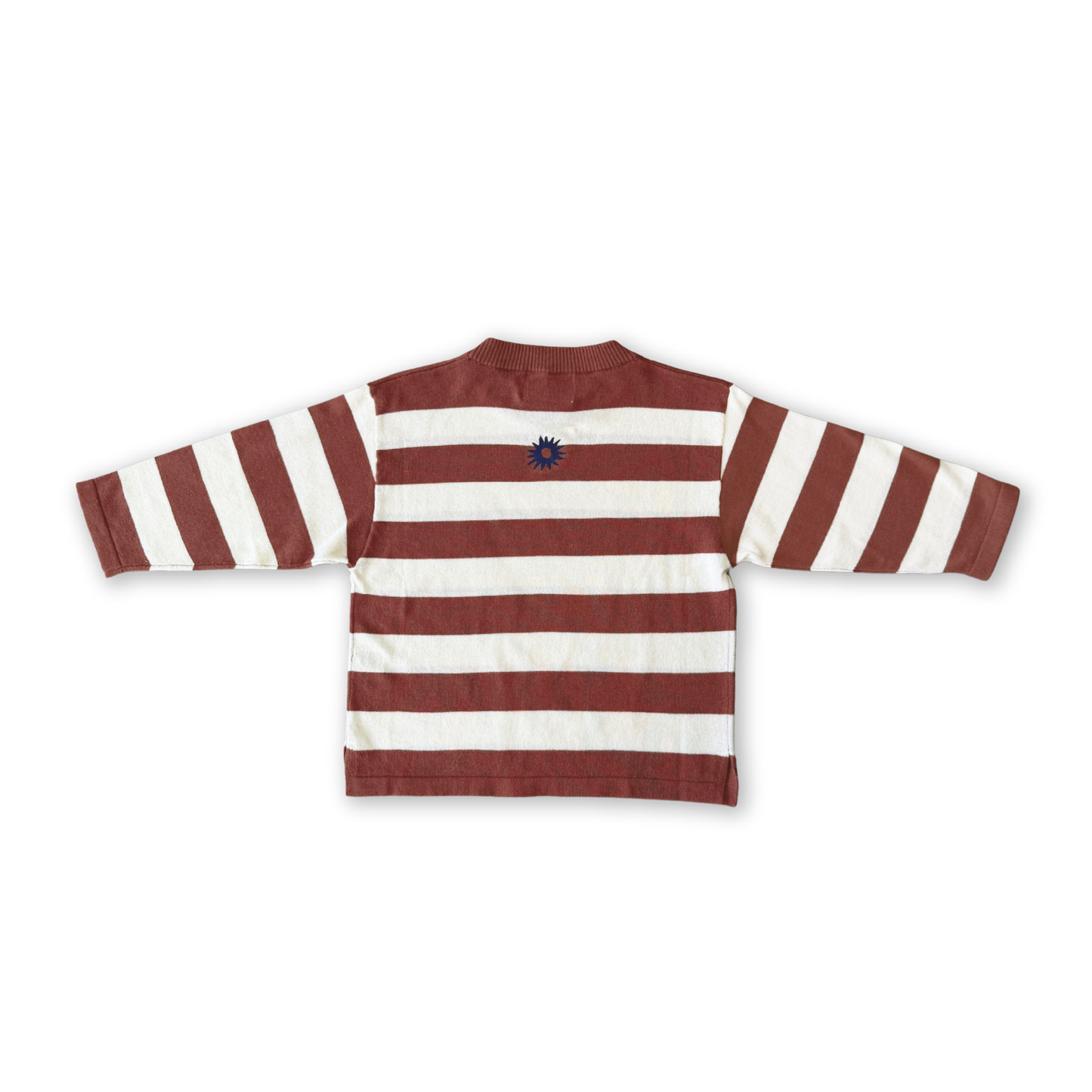 Grown Organic Knitted Striped Long Sleeve Tee Maroon