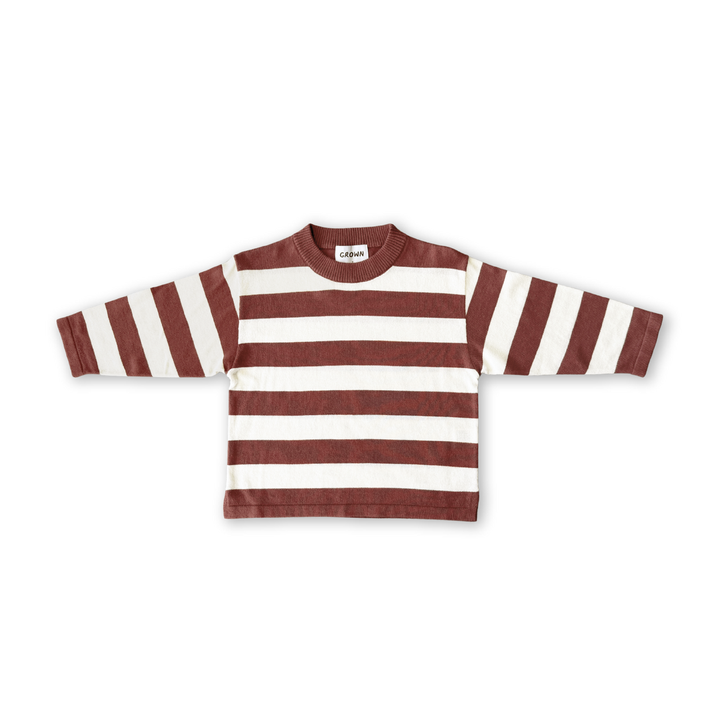 Grown Organic Knitted Striped Long Sleeve Tee Maroon