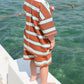 Grown Cotton Sports Stripe Short Sleeve Tee Acorn