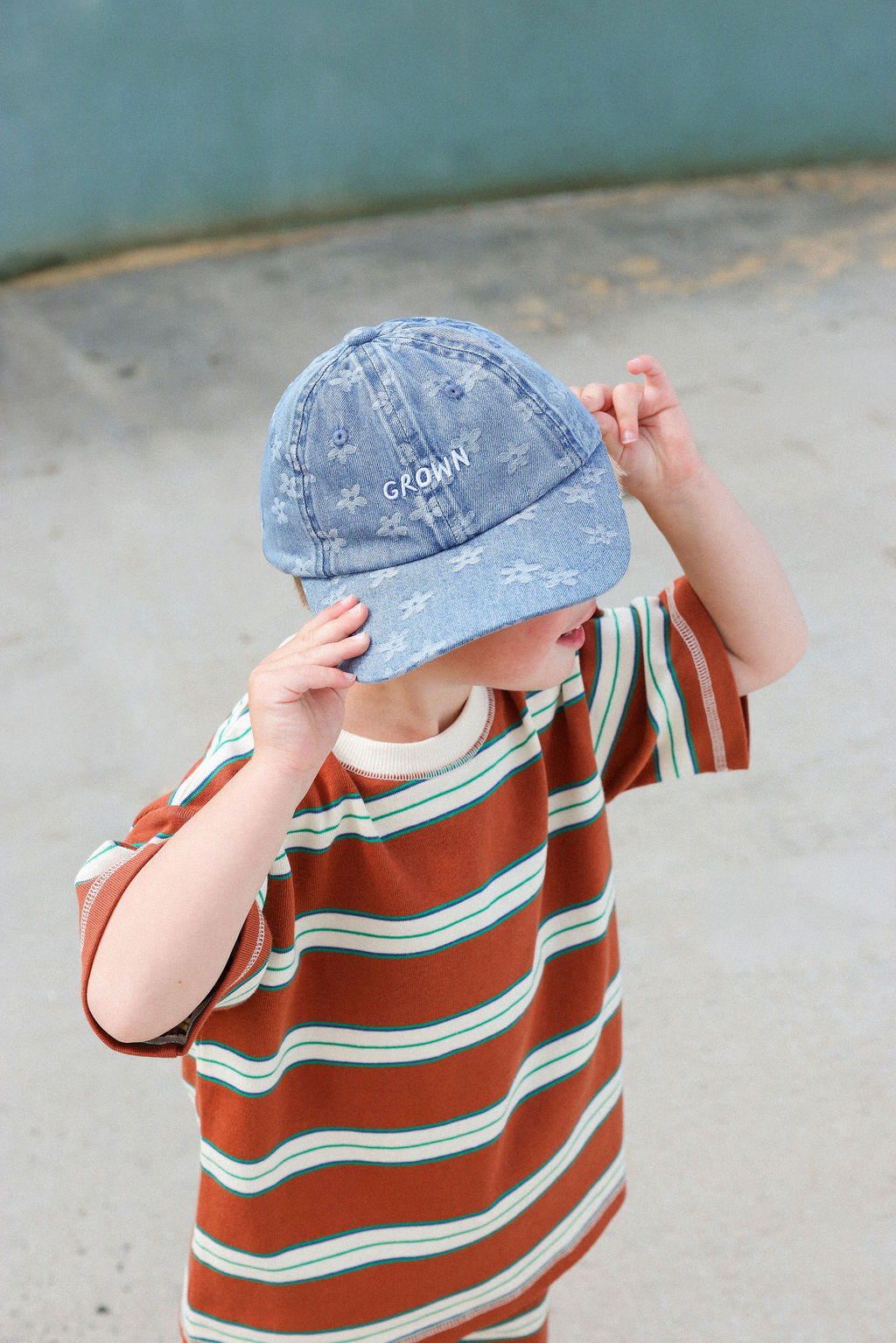 Grown Cotton Sports Stripe Short Sleeve Tee Acorn