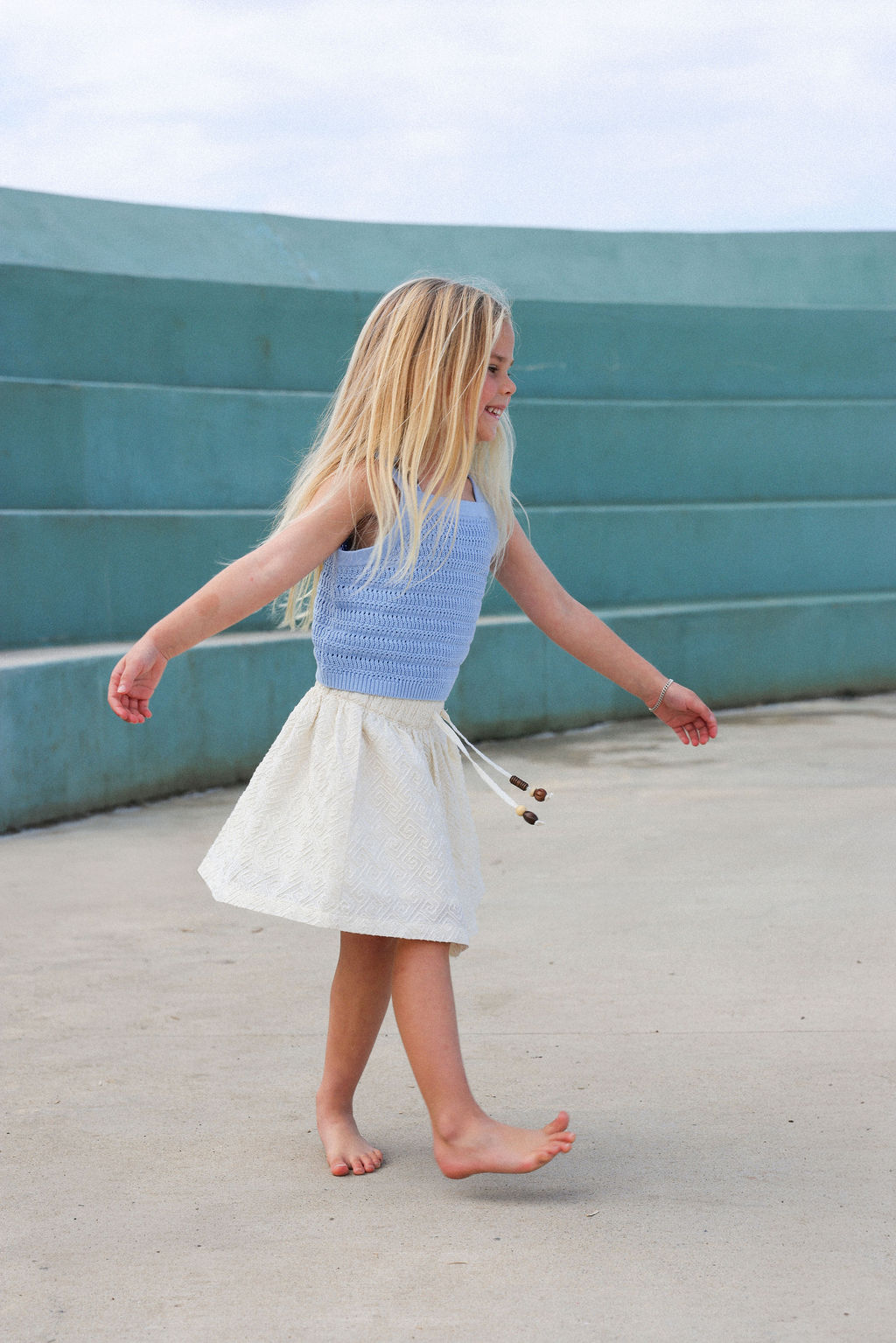 Grown Embroidered Ziggy Skirt Cream