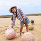 Grown Cotton Sports Stripe Long Sleeve Tee Mauve