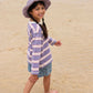 Grown Cotton Sports Stripe Long Sleeve Tee Mauve