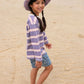 Grown Cotton Sports Stripe Long Sleeve Tee Mauve