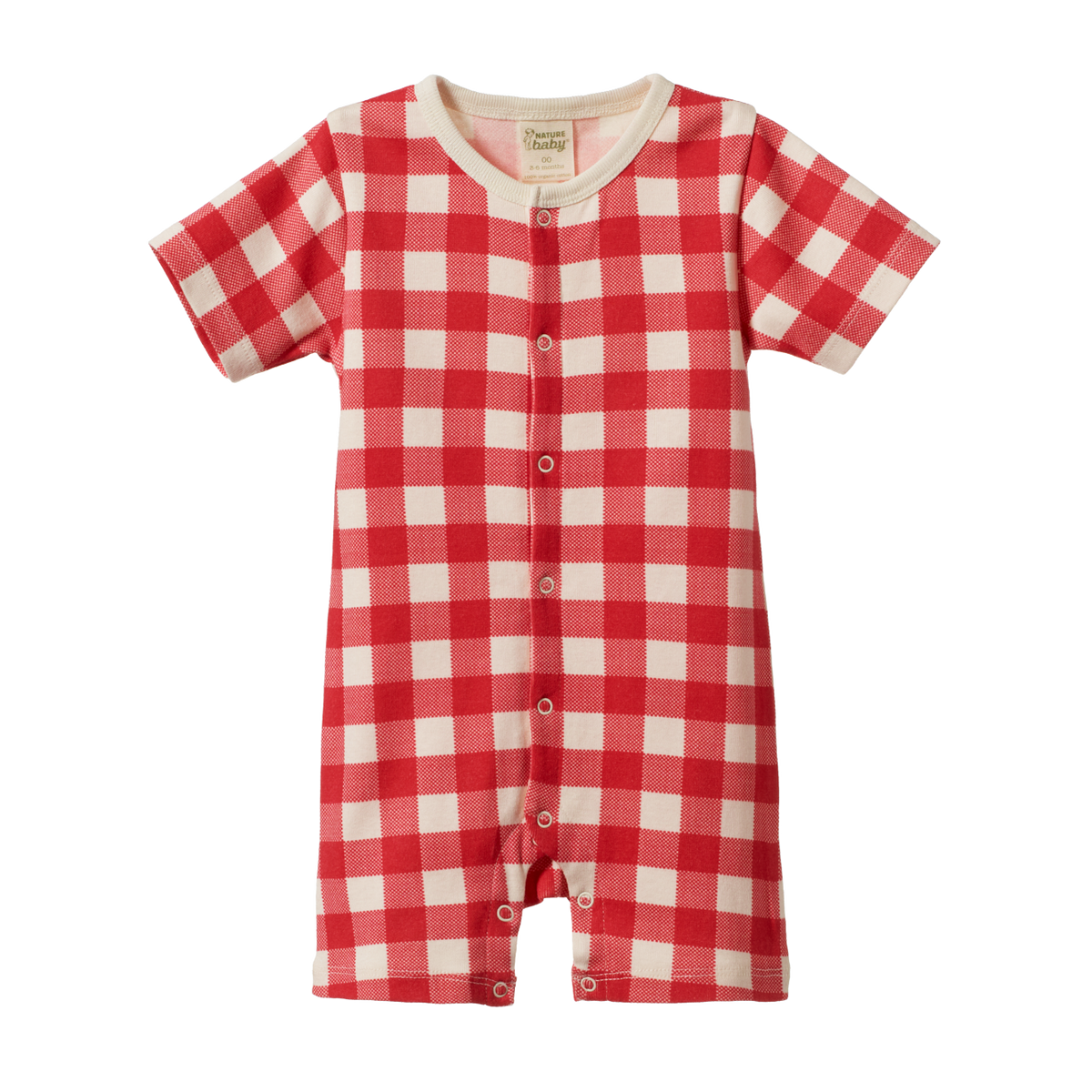 Nature Baby Summer Sleepy Suit Red Crispin Check