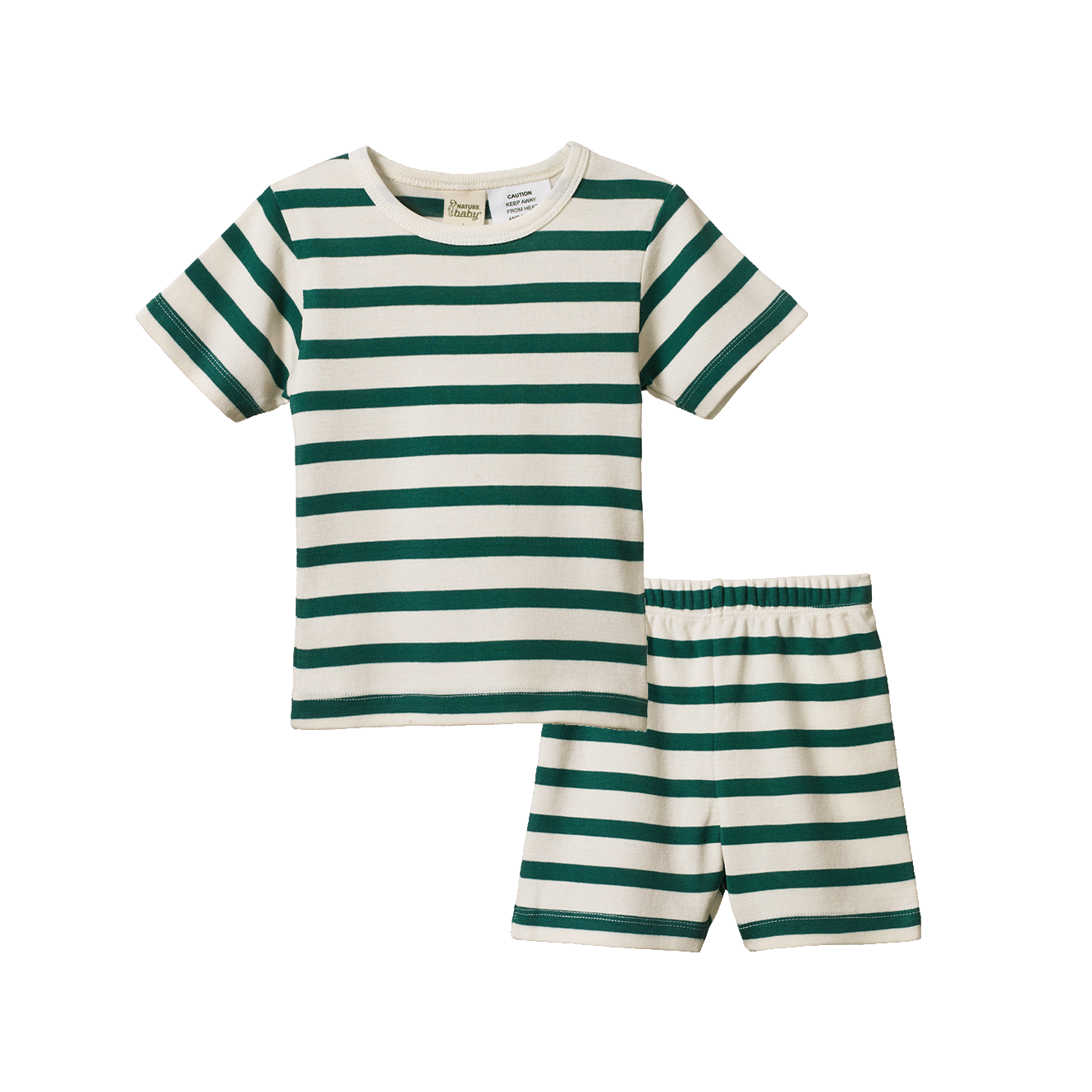 Nature Baby Shortie Pyjama Set Peppermint Holiday Stripe