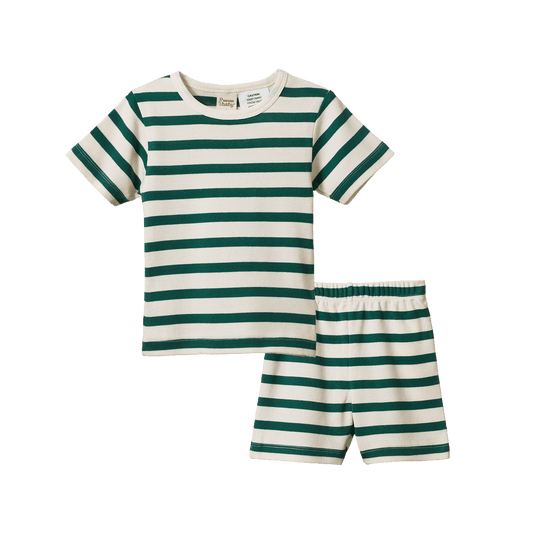 Nature Baby Shortie Pyjama Set Peppermint Holiday Stripe
