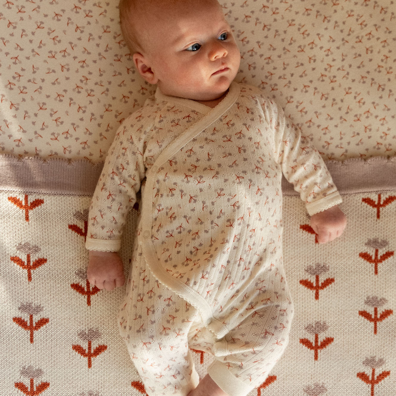 Nature Baby Kimono Stretch & Grow Pointelle Dandelion Print