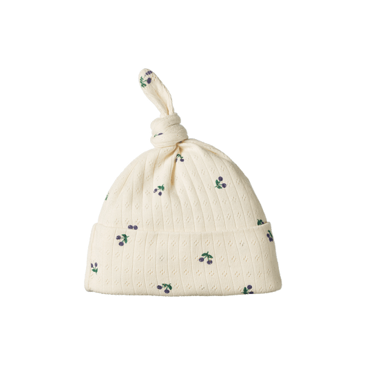 Nature Baby Cotton Knotted Beanie Pointelle Winter Berry Print