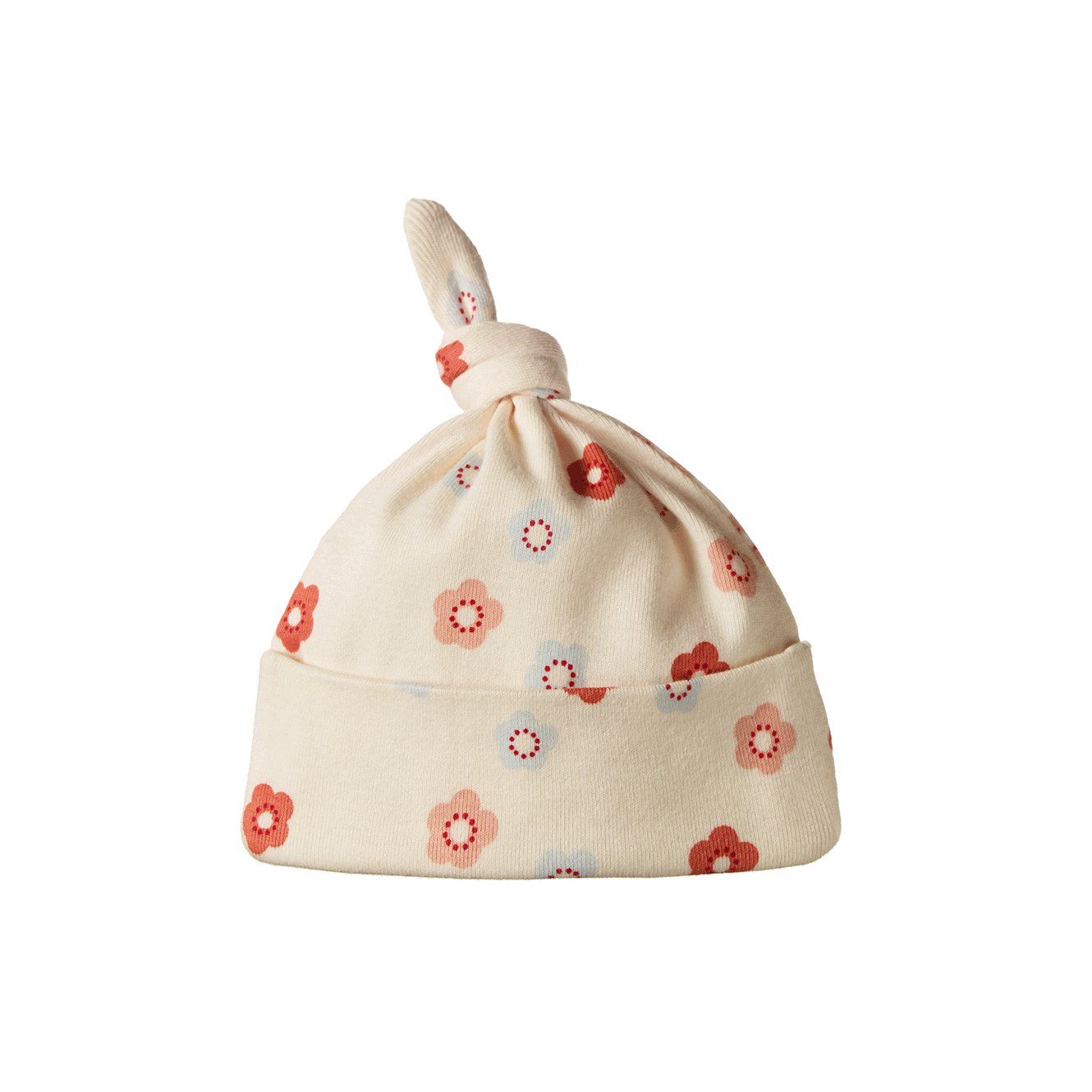 Nature Baby Cotton Knotted Beanie Petite Flora Stamp Print