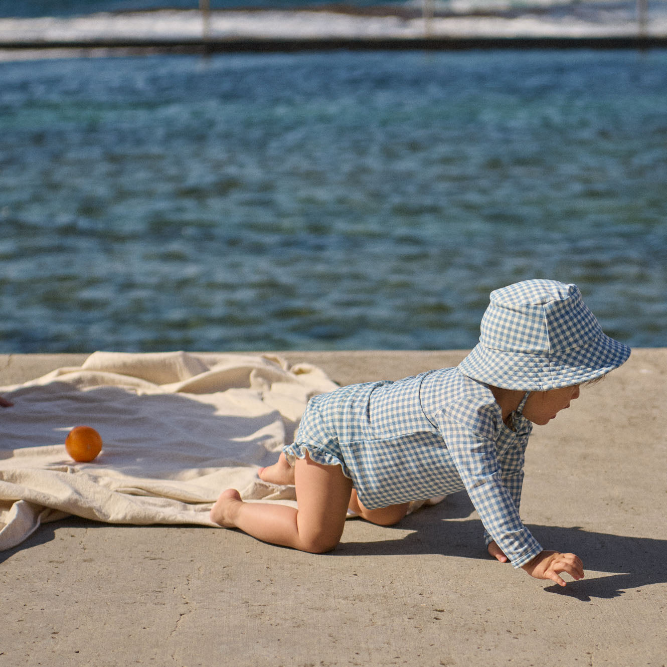 Nature Baby Ruffle Swim Shorts Blue Gingham