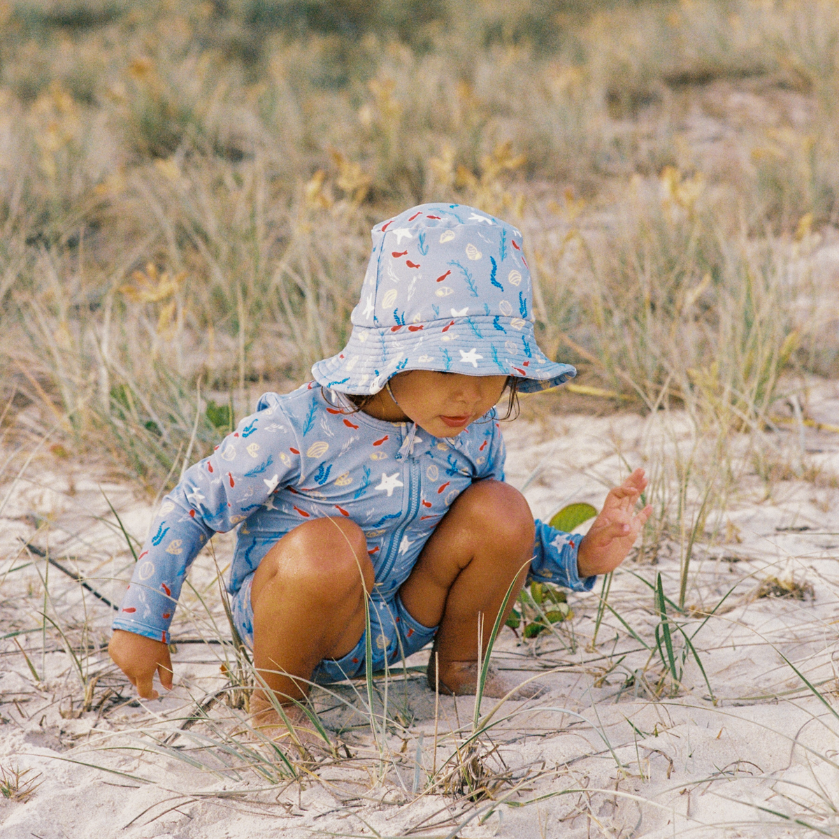 Nature Baby One Piece Bathing Trunks Blue Snorkel Print
