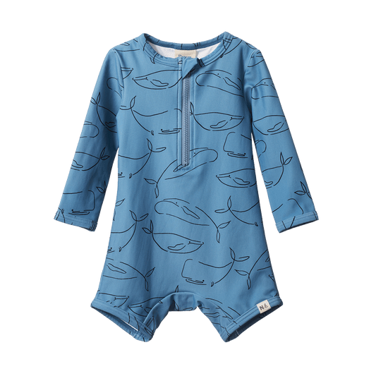 Nature Baby One Piece Bathing Trunks Blue Whale Print