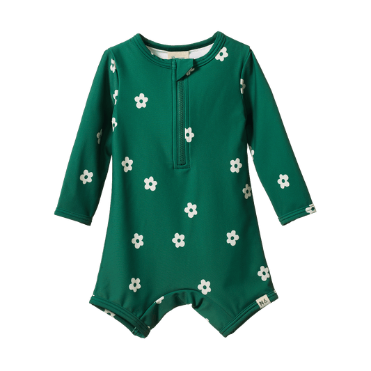 Nature Baby One Piece Bathing Trunks Flora Peppermint Print