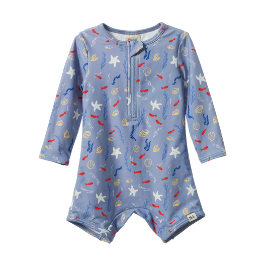 Nature Baby One Piece Bathing Trunks Blue Snorkel Print