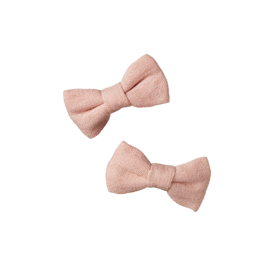 Nature Baby Small Bow Hair Clips Rose Dust Crinkle 2pack