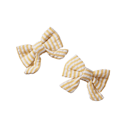 Nature Baby Small Bow Hair Clips Golden Stripe 2pack