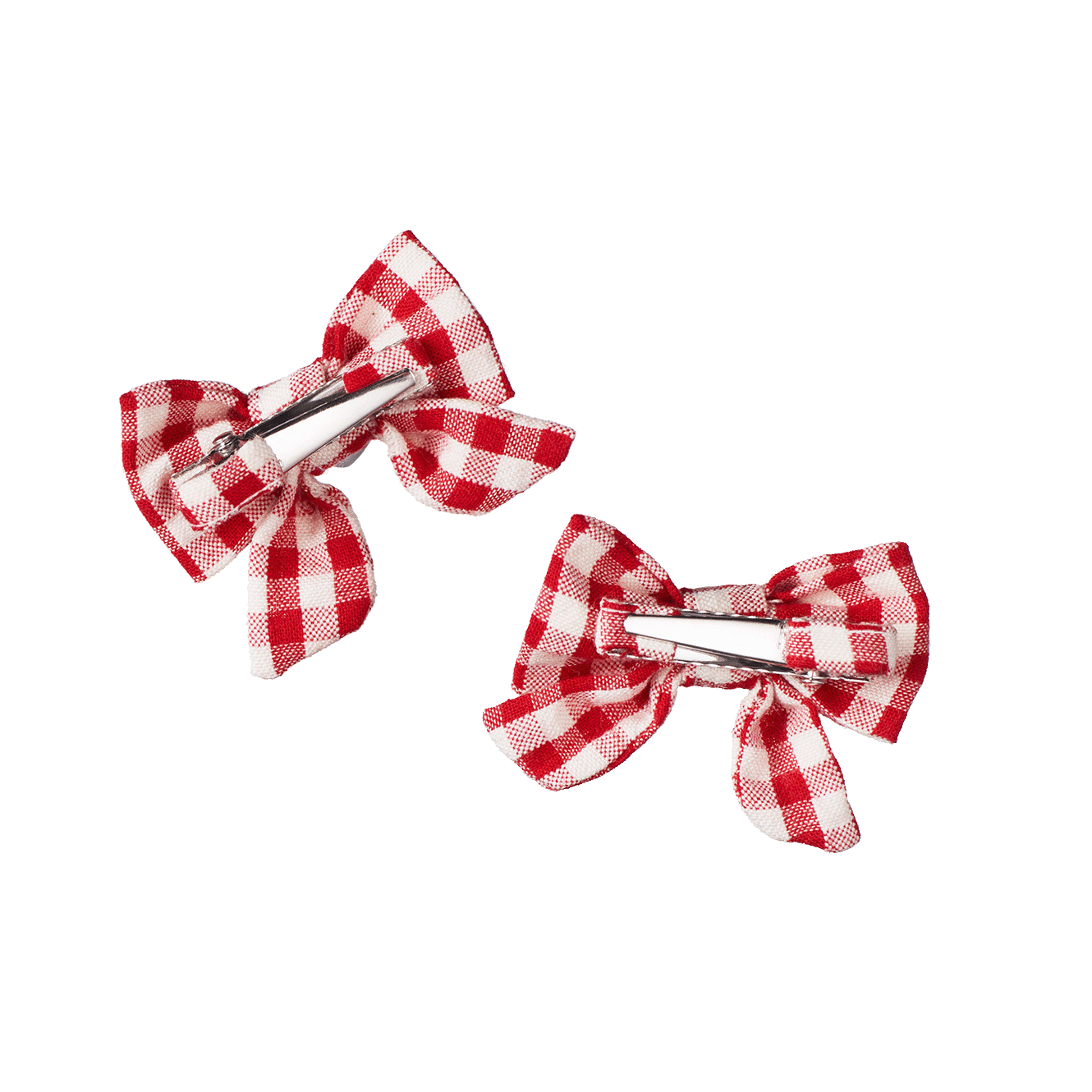 Nature Baby Small Bow Hair Clips Red Check 2pack