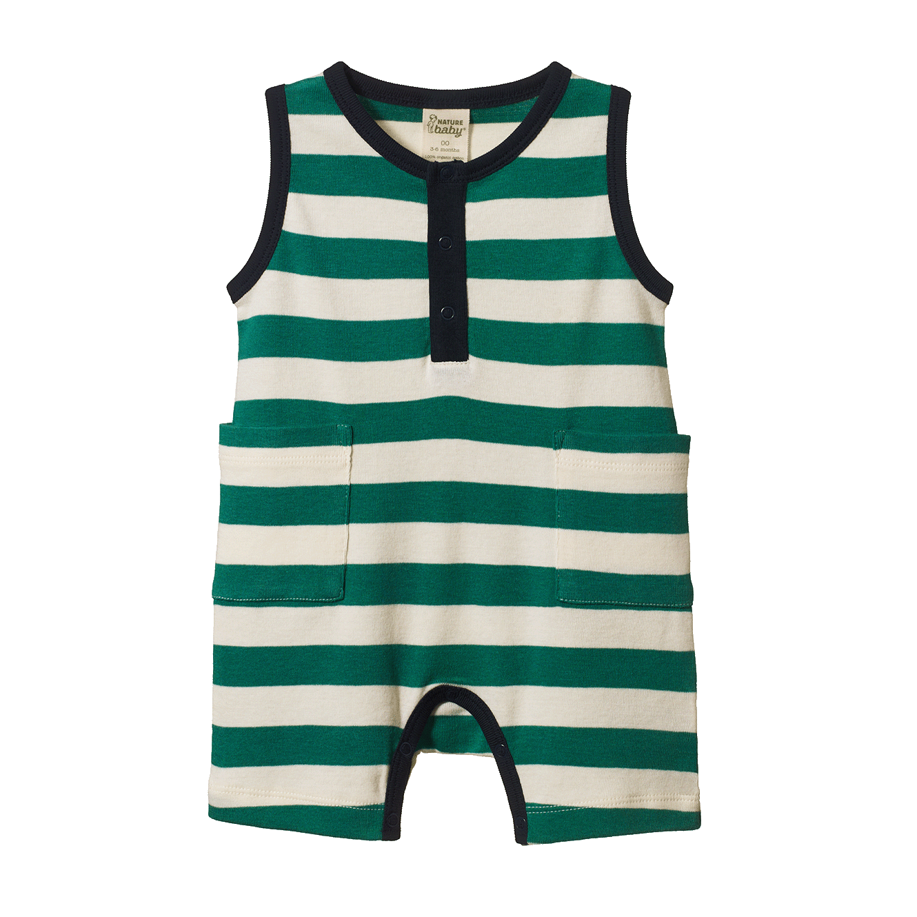 Nature Baby Camper Suit Peppermint/Navy Stripe