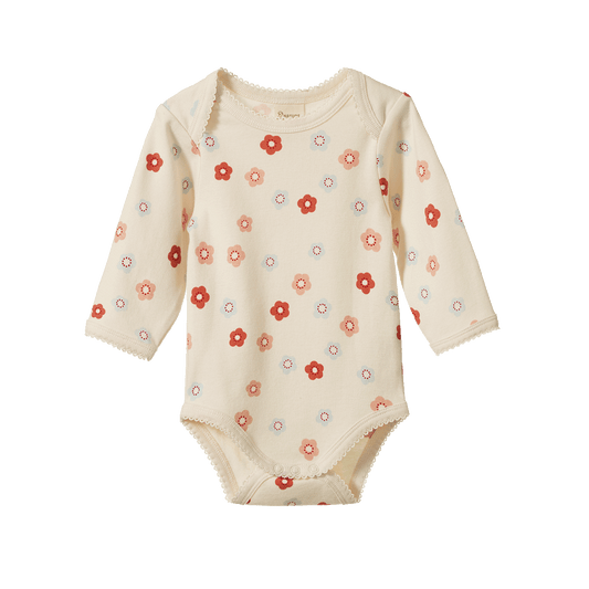 Nature Baby Long Sleeve Bodysuit Petite Flora Stamp Print