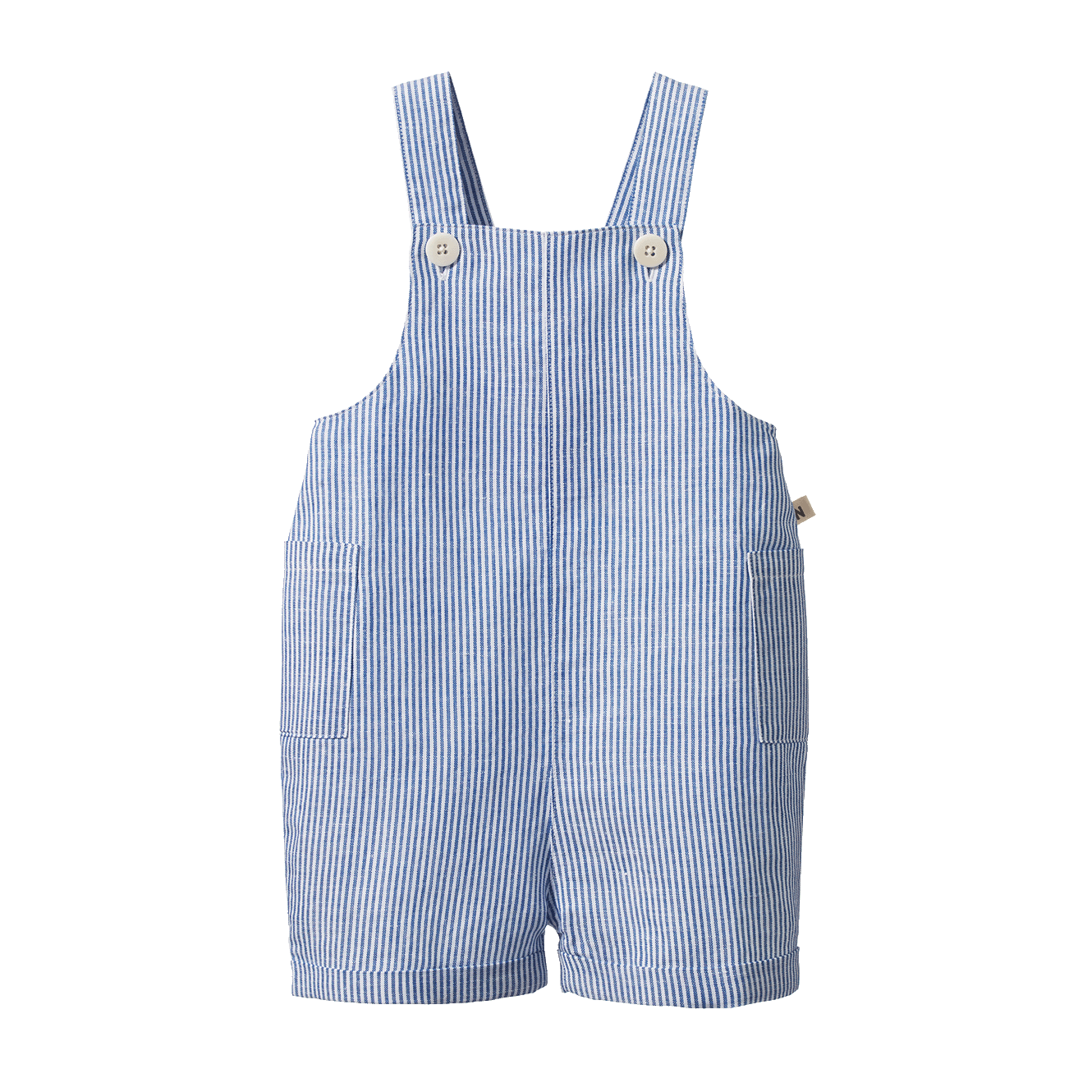Nature Baby Tucker Shortie Overalls Linen Blue Stripe
