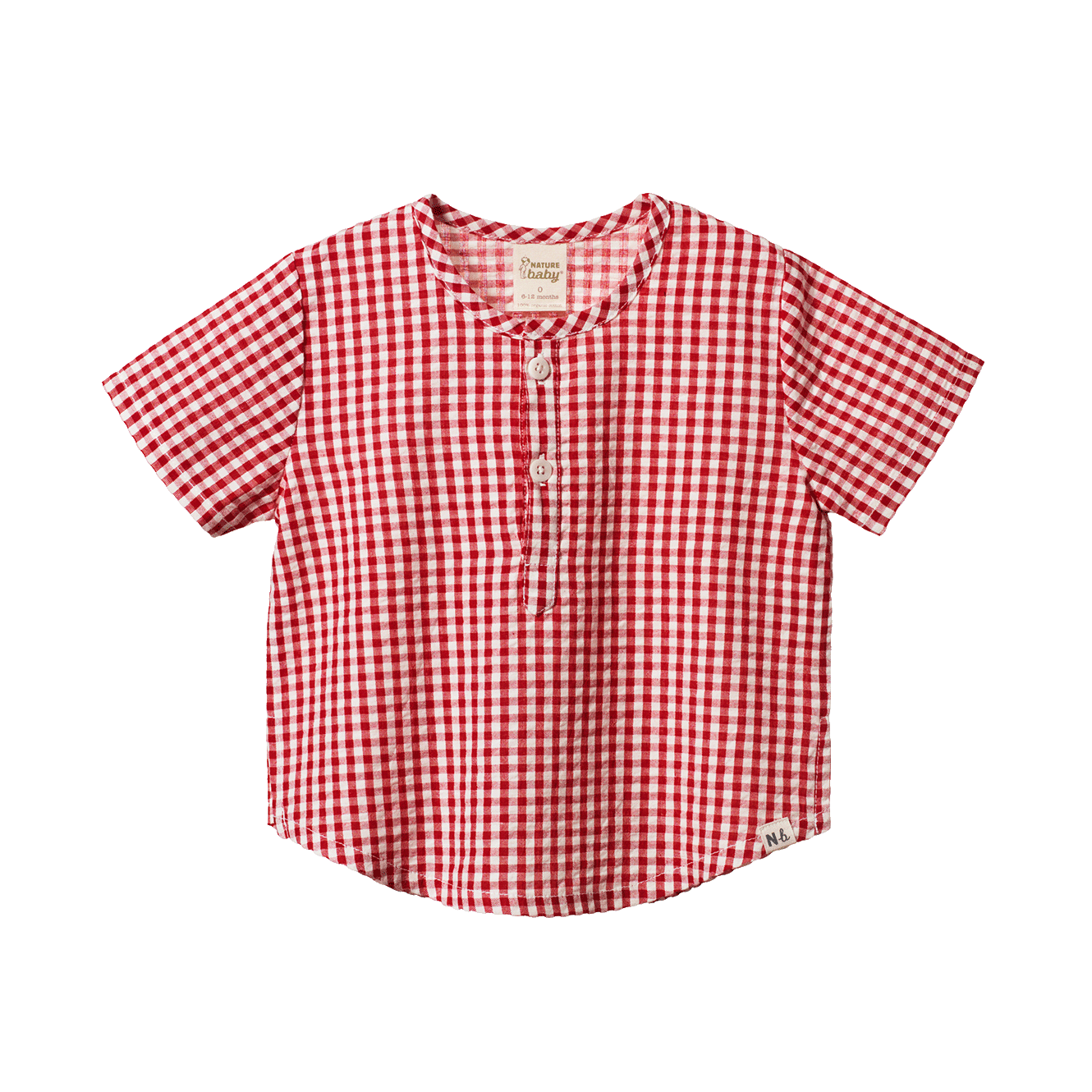 Nature Baby Short Sleeve Caravan Shirt Red Check Gingham