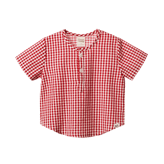 Nature Baby Short Sleeve Caravan Shirt Red Check Gingham