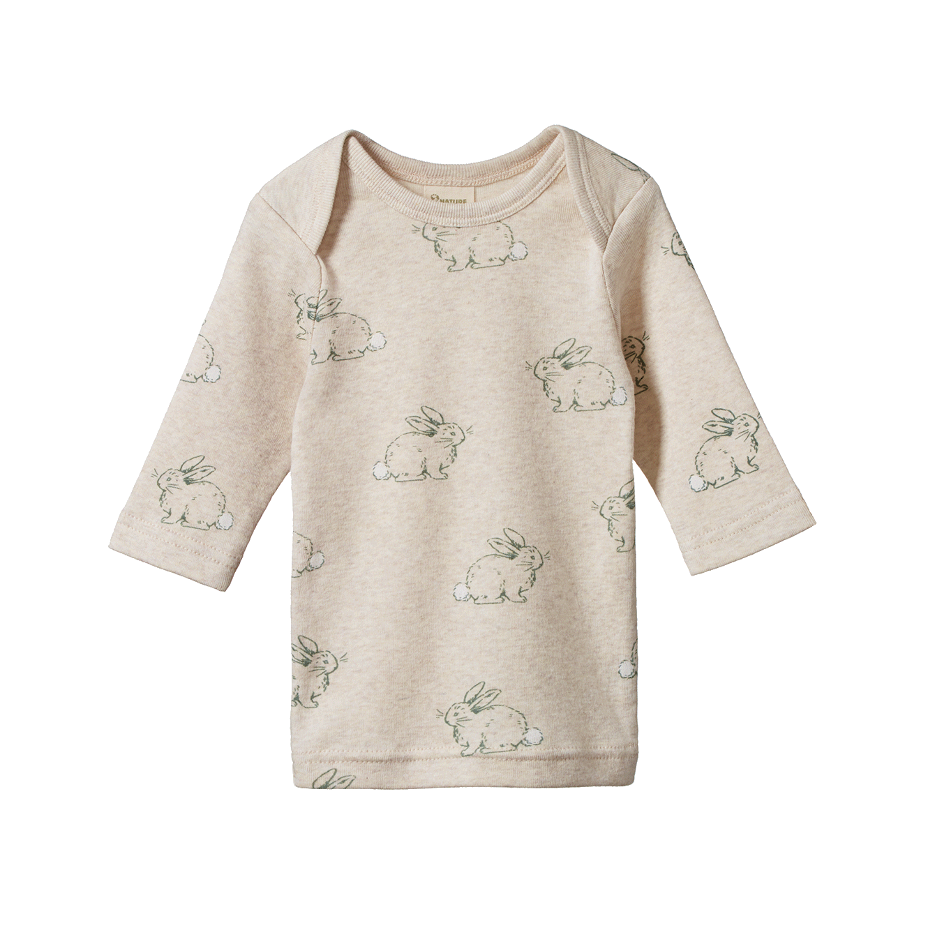 Nature Baby Simple Tee Cottage Bunny Oatmeal Marl Print