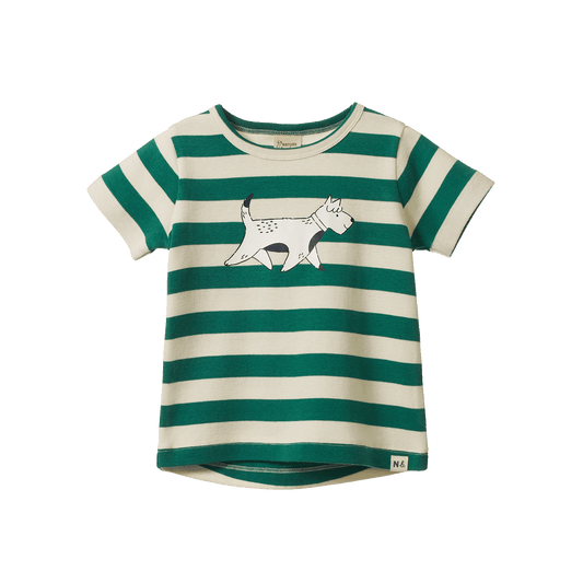 Nature Baby Short Sleeve River Tee Dog Walk Peppermint Print