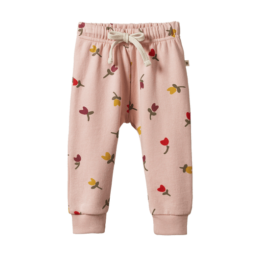 Nature Baby Sunday Track Pants Tulips Rose Dust Print