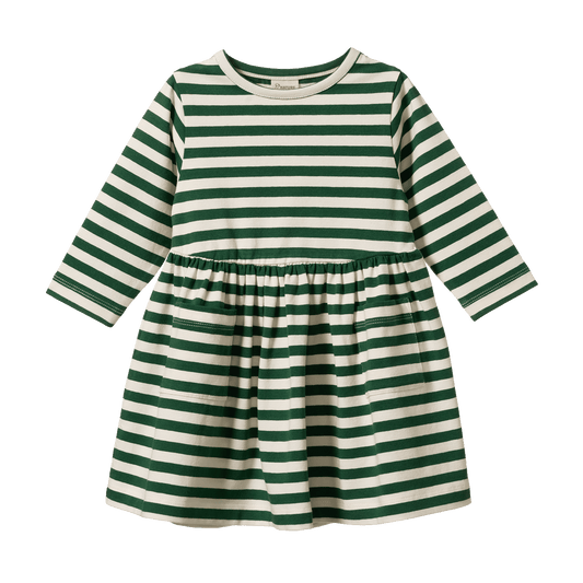 Nature Baby Long Sleeve Twirl Dress Eden Sea Stripe