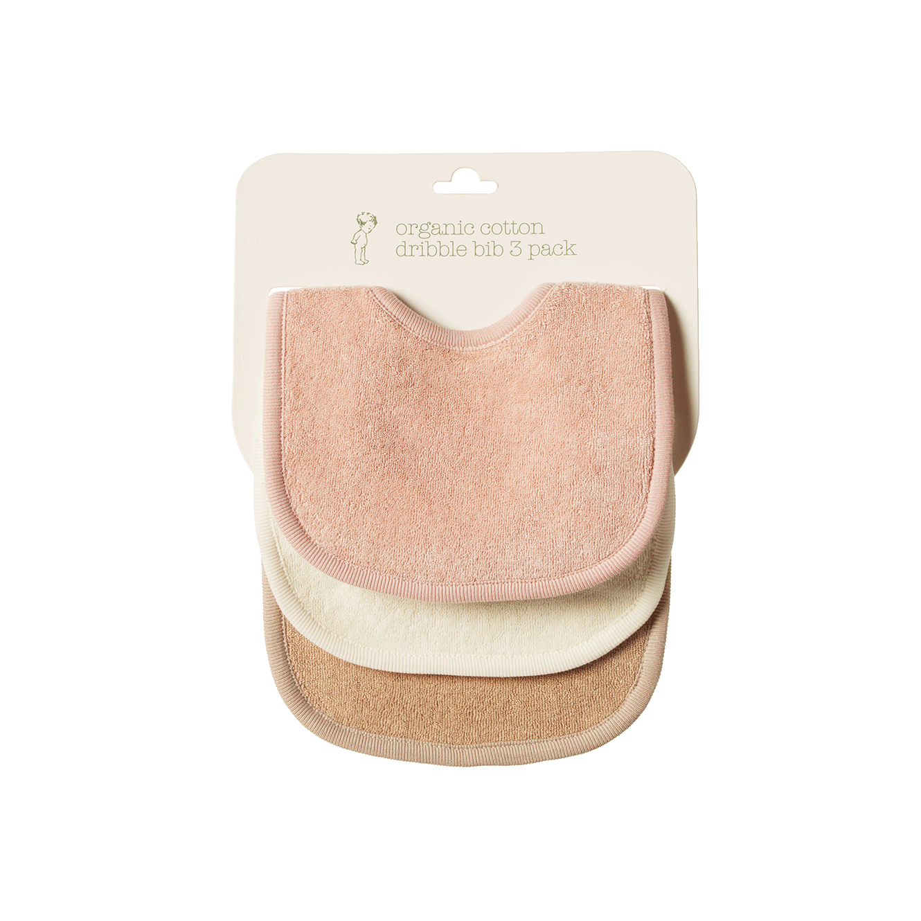 Nature Baby Dribble Bibs 3 Pack Rose Dust | Natural | Nougat