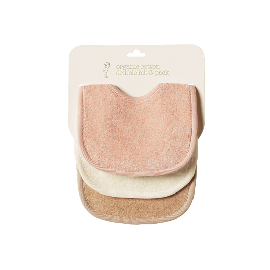 Nature Baby Dribble Bibs 3 Pack Rose Dust | Natural | Nougat