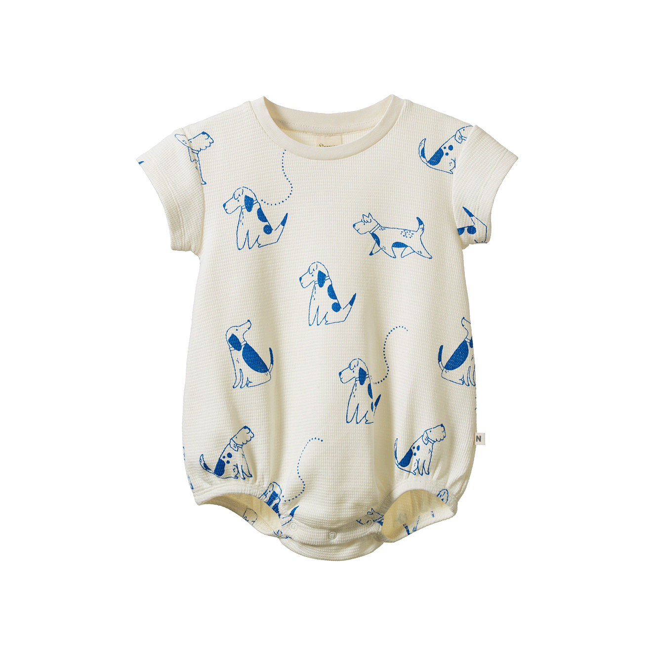 Nature Baby Juno Romper Waffle Dog Walk Print