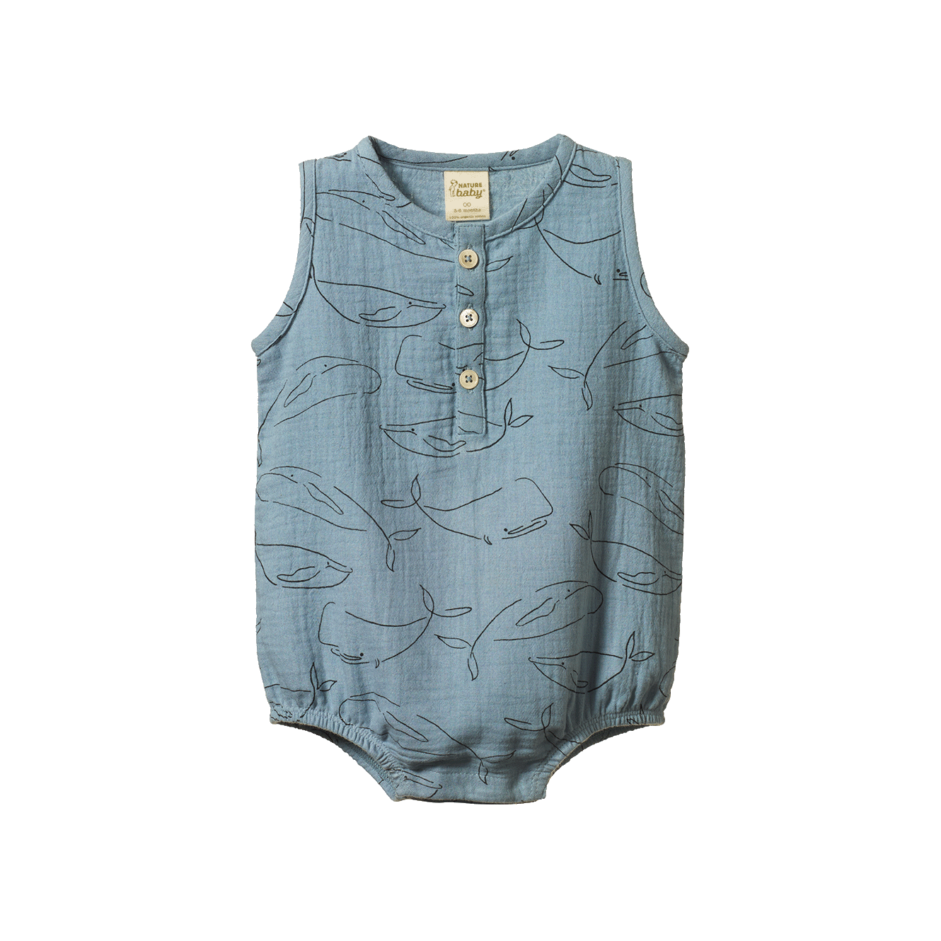 Nature Baby Cedar Suit Muslin Blue Whale Print