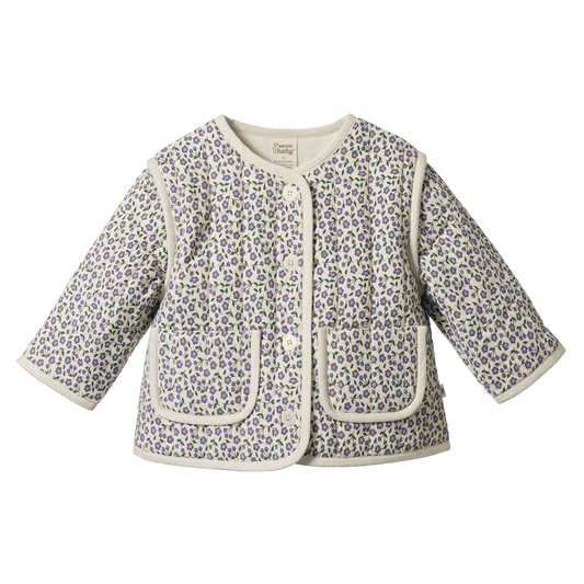 Nature Baby Edith Quilted Jacket Briarwood Heron Print