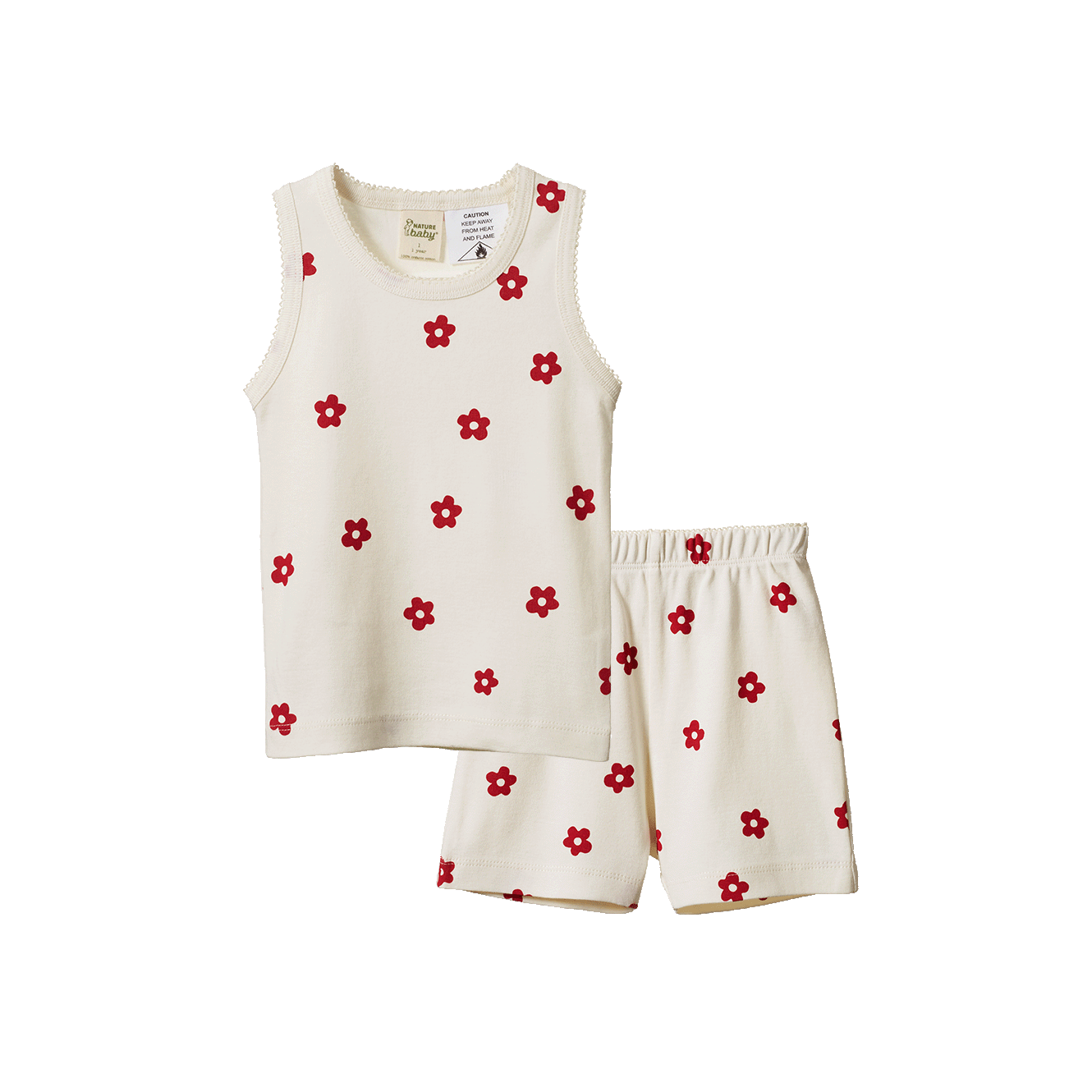 Nature Baby Singlet Pyjama Set Flora Red Print