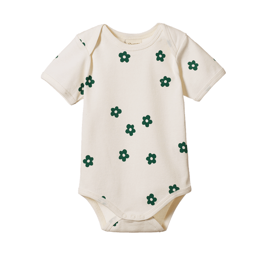 Nature Baby Short Sleeve Bodysuit Flora Natural Print