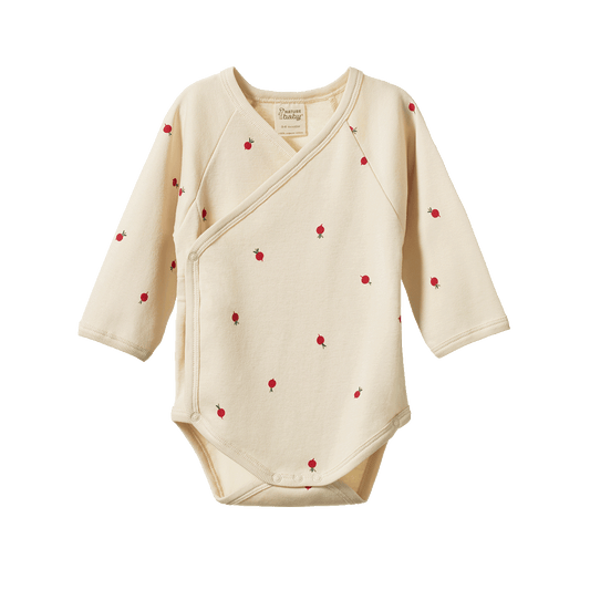 Nature Baby Long Sleeve Kimono Bodysuit Radish Print
