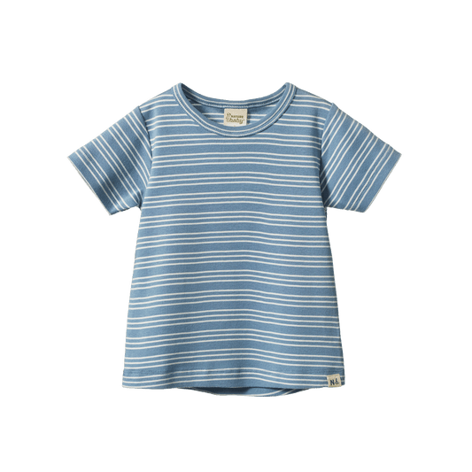 Nature Baby Short Sleeve River Tee Blue Stripe Trio