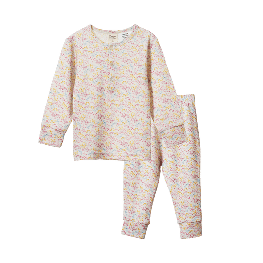 Nature Baby Merino Essential 2 Piece Long Sleeve Pyjama Wildflower Mountain Print