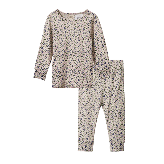 Nature Baby Merino Essential Long Sleeve Pyjamas Set Briarwood Lilac Print