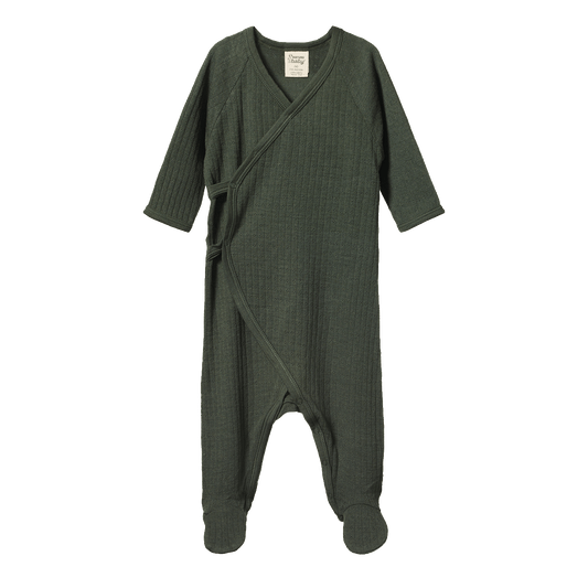 Nature Baby Merino Essentials Kimono Stretch & Grow Pointelle Thyme