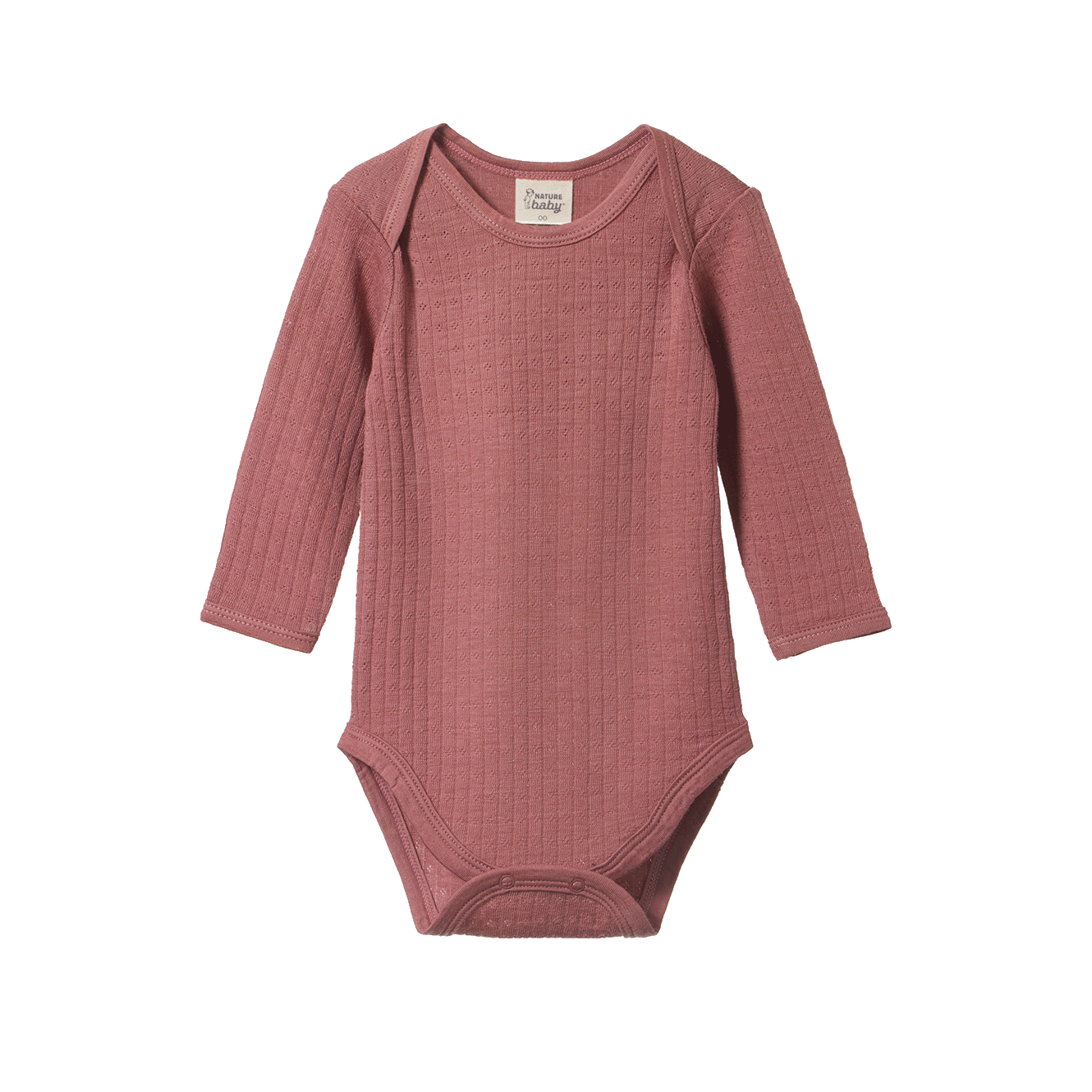 Nature Baby Merino Essential Long Sleeve Bodysuit Pointelle Woodland Rose