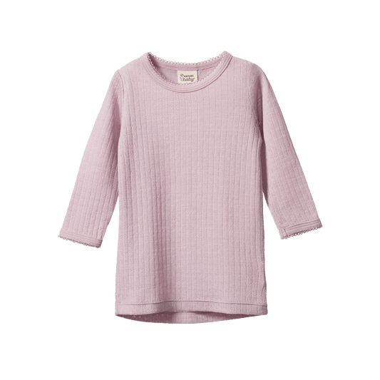 Nature Baby Merino Essential Long Sleeve Cloud Tee Pointelle Lilac